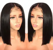 HJ Weave Beauty 13x6 Short Lace Front Human Hair Wigs Brazilian Straight Bob Wig Pre Plucked Hairline With Baby Hair Lace Wig