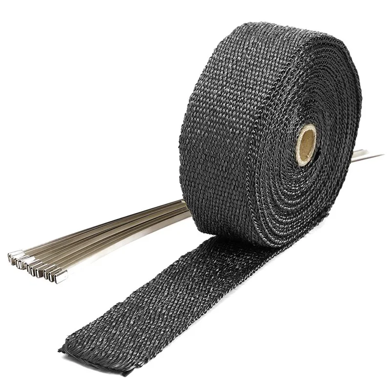 

Exhaust Tube Thermal Insulation Collector Tape Motorcycle ATV Tractor Trimmers Fiber Glass Tape Black 10mx5cmx1.5mm