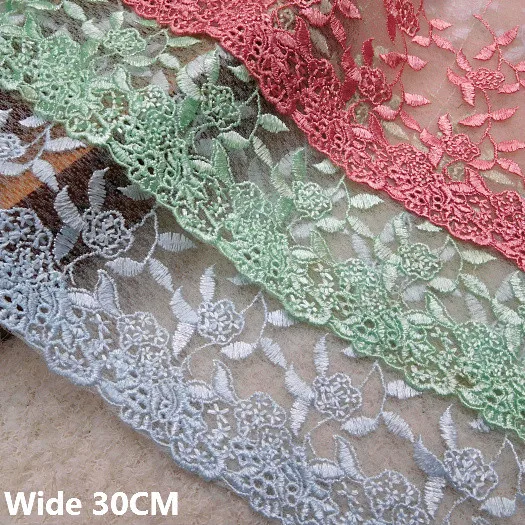 

30CM Wide Luxury Tulle Lace Colorful Glitter Mesh Embroidery Lace Trim Ribbon Handmade DIY Cloth Decorative Sewing Accessories
