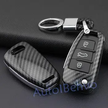 

ABS Carbon Fiber Car Key Protect Shell For Audi A1 A3 S3 Q3 Q7 TT Flip Keychain New Durable Cover Accessories