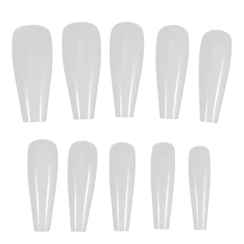 

500pcs Artificial Ballet Nails Tips Long Fake Nail Full Cover Fingernails Manicure Tools (Natural Color)