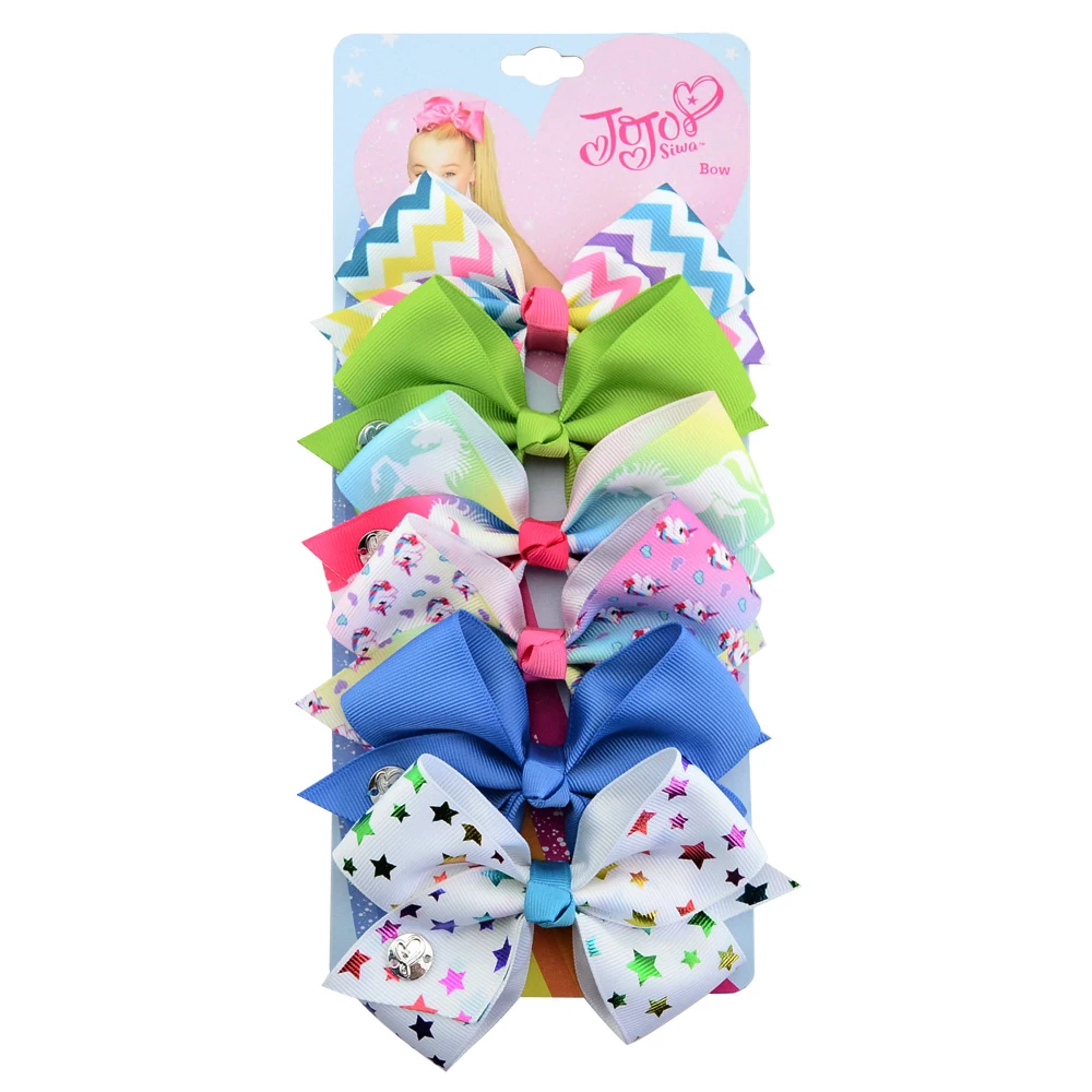 JoJo Bows Jojo Siwa Rainbow Printed Knot Ribbon Bow For Girls Handmade