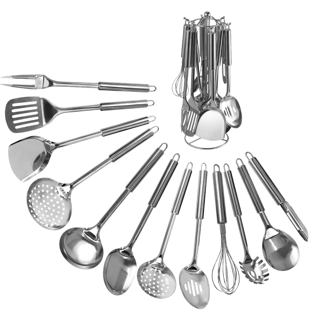 SOWOLL 12 шт. кухонная посуда из нержавеющей стали набор посуды с антипригарным покрытием набор посуды с шпателем гаджеты набор инструментов