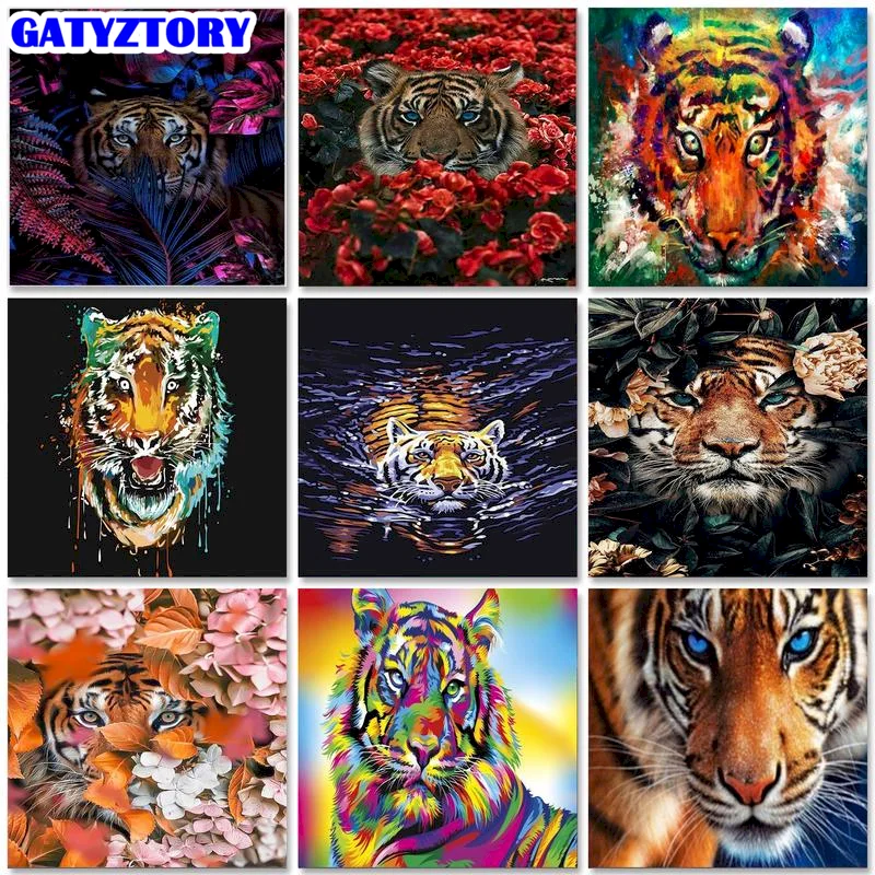 GATYZTORY картины по номерам тигр животные наборы картина Раскрашивание на холсте