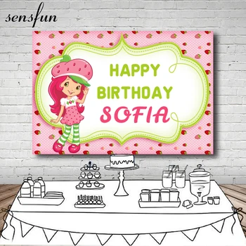 

Sensfun Strawberry Shortcake Photography Backgrounds Pink Green Girls Baby Shower Birthday Party Backdrops Custom Photo Studio
