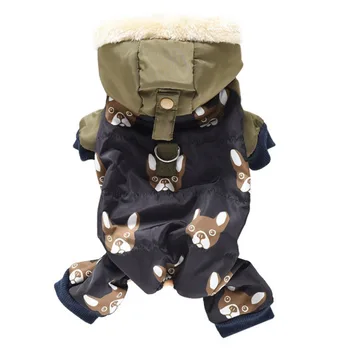 Winter Puppy Dog Coats Cute Dog Printed Warm Fleece Padded Pet Clothes Apparel For Chihuahua Poodles French Bulldog Small Dog 6