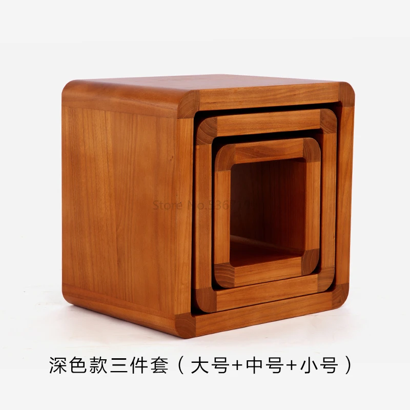 Folk Art Japanese Home Creative Solid Wood Small Stool Coffee Table Round Stool Change Shoe Bench Children Bench Chair - Цвет: Оранжевый