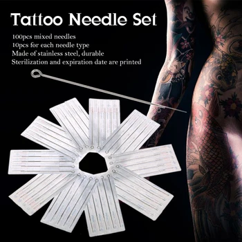 

100pcs Mixed Tattoo Needle Set 3RL 5RL 7RL 9RL 5RS 7RS 9RS Stainless Steel Round Liner Professional Permanent Tattoo Tool Kit
