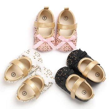 

Newborn Baby Prewalker PU Leather First Walkers Anti-slip Shoes Footwear Princess Hollow Out Infant Girl Shoe Crib Shoes