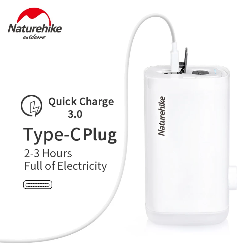 Naturehike Inflatable Mat Air Pump 3 in 1 Camping Multi-function Mini Charging Treasure Lighting Po