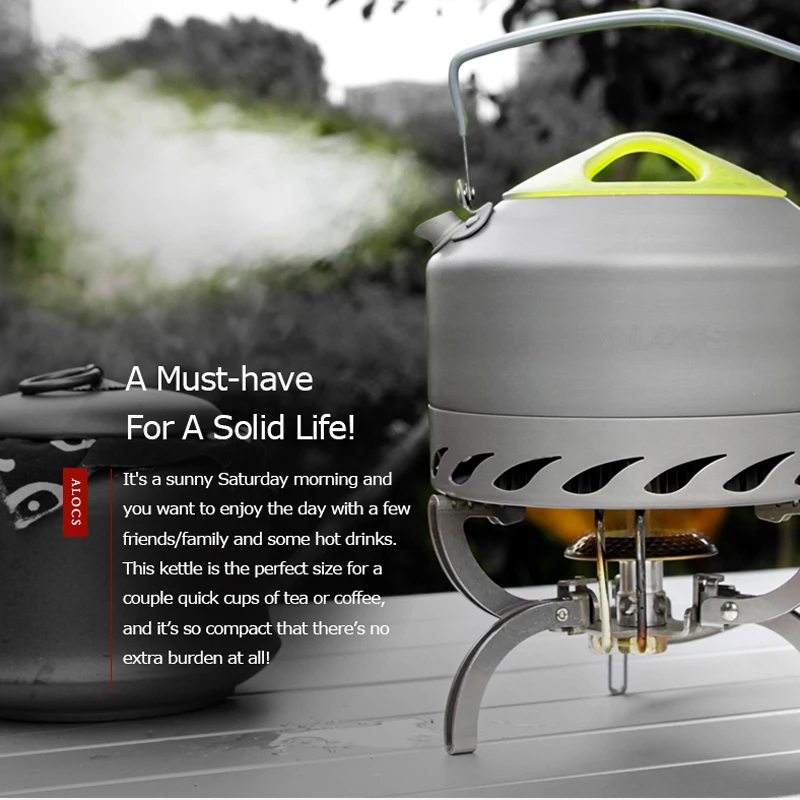 ALOCS CW-K07, портативный компактный чайник для воды на открытом воздухе, чайник, кофейник, 0.9л, для пикника, кемпинга, туризма, путешествий, алюминиевый сплав