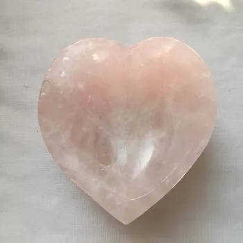 

Wholesale Natural Rose Quartz Ashtray Heart Shape Crystal Bowl Hand Polished Healing Quartz Health For Gift & For Smoker XMF