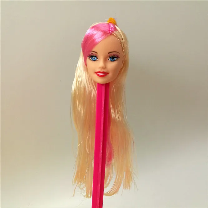 Самая низкая цена отличное качество Кукольная голова с цветными волосами Девушка самодельные аксессуары для кукол подарок для куклы Барби голова - Цвет: Doll head 3