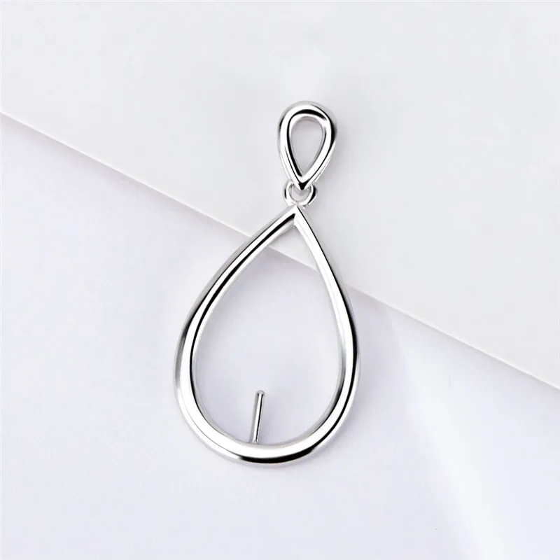CLUCI Authentic 925 Pearl Pendant Mounting for Women Sterling Silver Oval Shaped Simple Charms Pendant Setting SP424SB pendant necklace silver pendant silver necklace charms