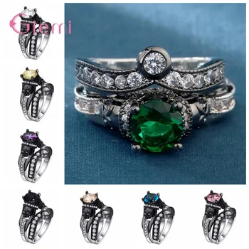 

Personality 2 Pieces Ring Set Cubic Zircon Skull Finger Ring for Women Men Fashion Engagement Wedding Jewelry Bijoux