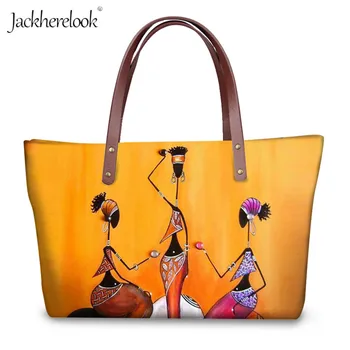 

Jackherelook Large Tradition African Girl Women Print Women Bag Handbag Yellow Ladies Messenger /Crossbody Bag Beach Totes