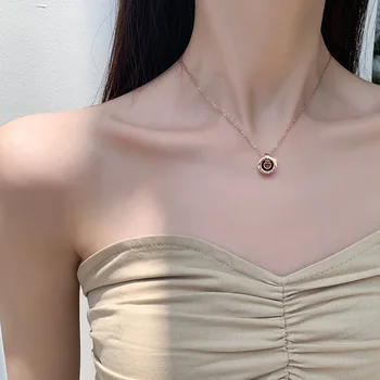 

2020 New Female Roman Numerals Turntable Titanium Steel Necklace Choker Chain Necklace Pendant Necklace Jewelry Gift