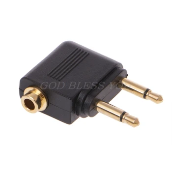 

2pc Gold Nickel plated Air Plane 3.5mm Airplane Airline Headphone Mono Audio Converter Travel Jack Plug Splitter Adapter