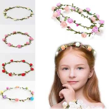 

1pcs Rose Flower Crown Headband Party Wedding Bridal Bridesmaid Garland Hairband Colorful rose HeadBand Flowers