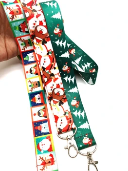 

New Santa Claus Christmas tree Neck Lanyard keychain Mobile Phone Strap ID Badge Holder Rope Key Chain Keyring