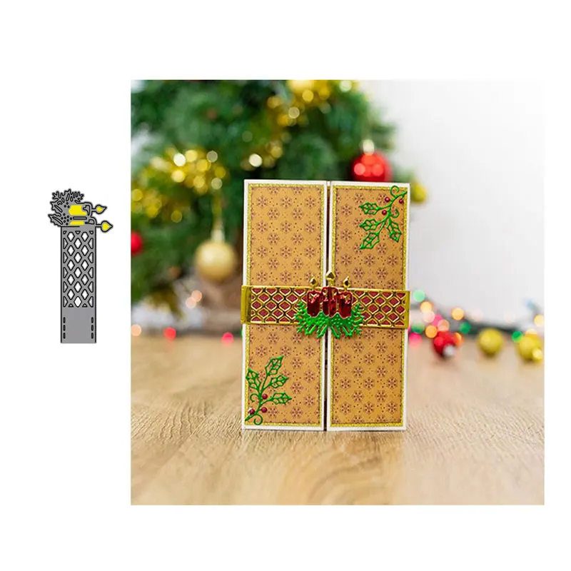 

Merry Christmas Metal Cutting Dies for Scrapbooking Candle Die Cut Card Make Stencil Craft Model Album Background Decoration Die