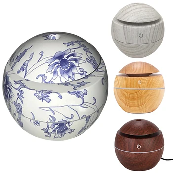 

130ML Wood Grain USB Humidifier Ball Water Drop Humidifier Essential Oil Diffuser Aromatherapy Machine Mushroom Shape