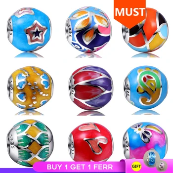 

NEW Colorful Enamel 925 Silver High quality Polish Beads Fits charms Europe Bracelet Fashion Jewelry For Gifts free shipping