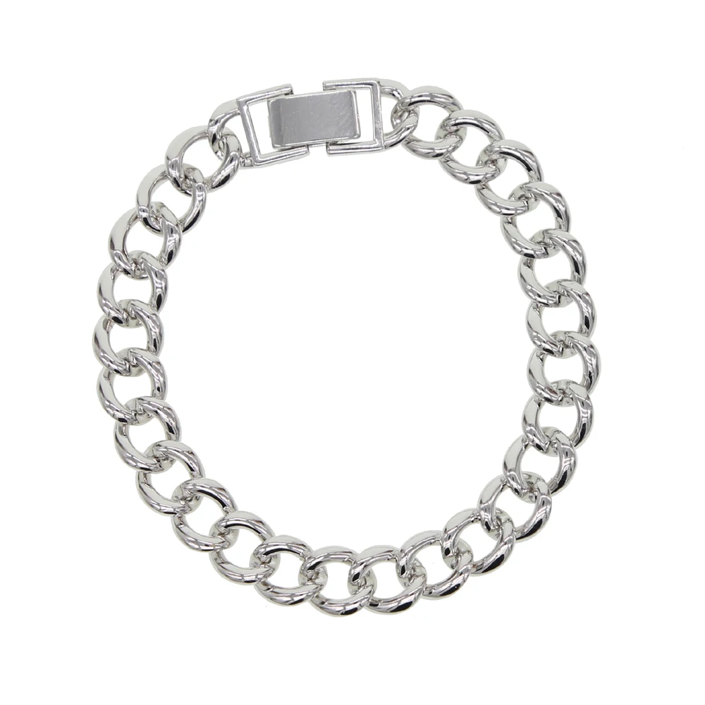 Платиновое покрытие gold filled Hip hop Iced out Punk Rock hiphop women cuban chain women jewelry 17cm Miami cuban link chain bracelet luxury - Окраска металла: Платиновое покрытие