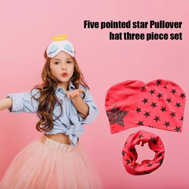 

3pcs Baby Hat Autumn Winter Cap Star Print Beanie Warm Beanie Set Newborn Supply Flexible Fabric Safe and Comfortable