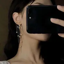 Мода корейский кулон серьги длинная цепь из сплава бахрома жемчужные серьги темперамент женские Аксессуары свадебные подарки