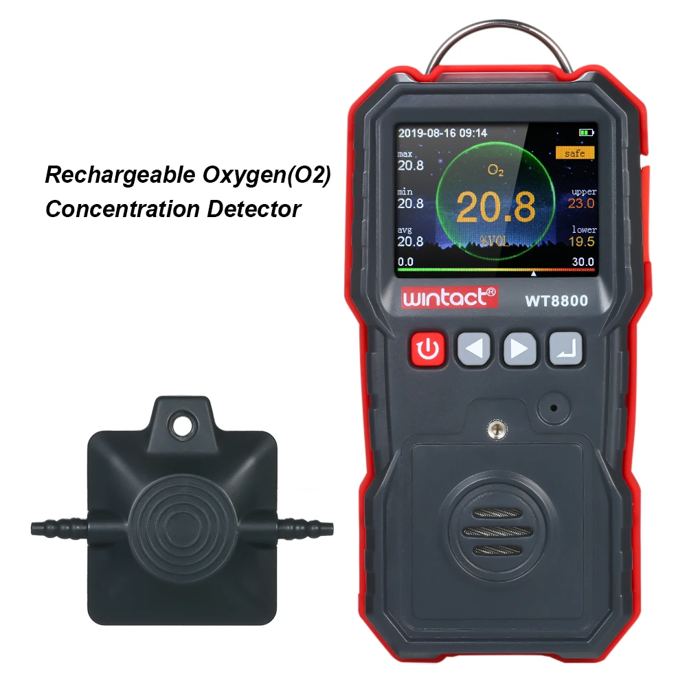 

Oxygen(O2) Concentration Detector Oxygen Meter Portable With 120000 Data Logging LCD Display Sound-light and Vibration Alarm