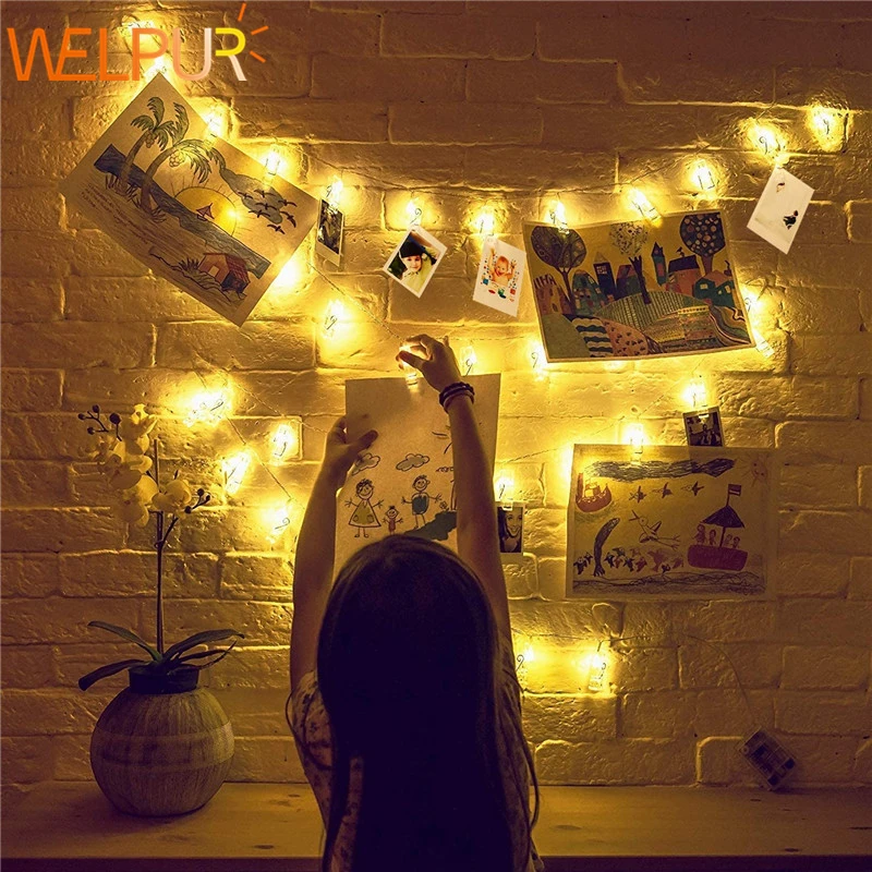 LED Photo Picture Clips String Light Wall Light LED Copper Wire String  Garland Party Wedding Holiday