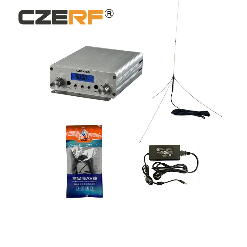 CZE 15A 15W FM передатчик Радио Стерео станция беспроводной Широковещательная антенна