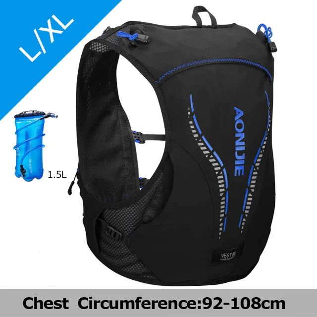AONIJIE 5L крест-рюкзак для загородной прогулки жилет-рюкзак против обезвоживания Пешие прогулки Бег для марафона, велоспорта рюкзак сумка Жилет Жгут воды мочевого пузыря - Цвет: LXL Black Blue 1.5L