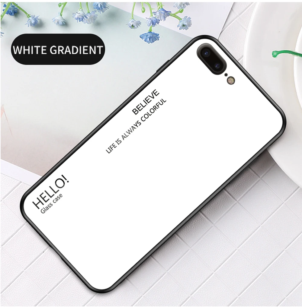 Модный градиентный стеклянный чехол для телефона для Apple iphone 6 6S 7 8 Plus, силиконовый защитный бампер, задняя крышка для телефона
