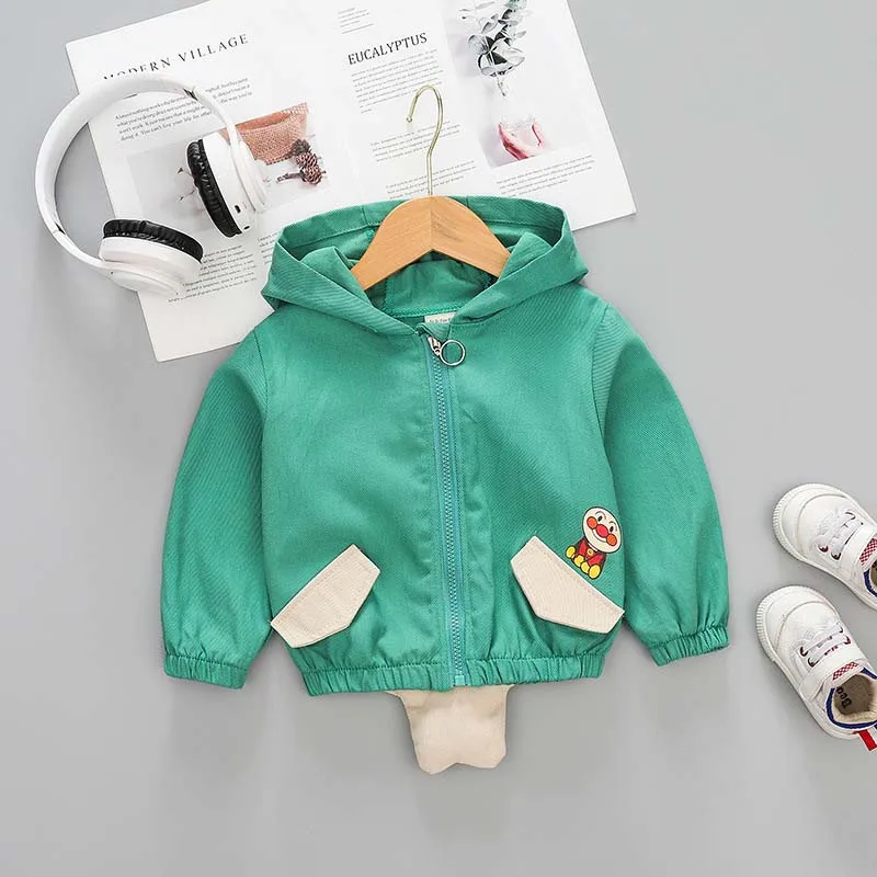 Kids Jacket Autumn New Baby Boy Jacket For Girls Coat Children Hooded Outerwear Cartoon Clothes Toddler Baby Jacket Tops - Цвет: 3-Green