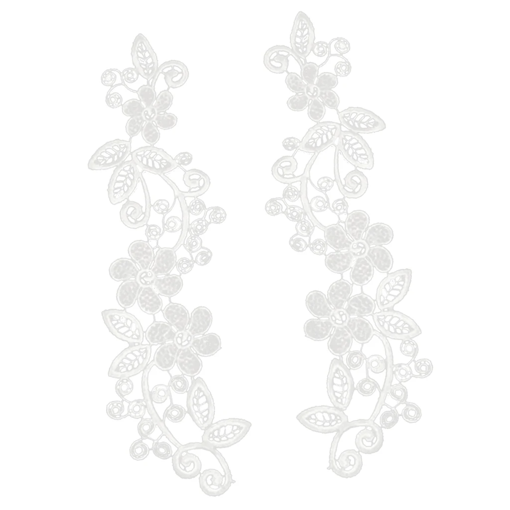 1 Pair White Embroidered Floral Neckline Lace Collar for DIY Sewing Craft 1 Pair White Embroidered Floral Neckline Lace Collar for DIY Sewing Craft