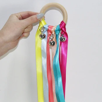 

Montessori Style Sensory Toy Baby Dance Ribbon Ring Bellfor Newborns Upwards Develop Colour Recognition Sensory ADHD Autism New