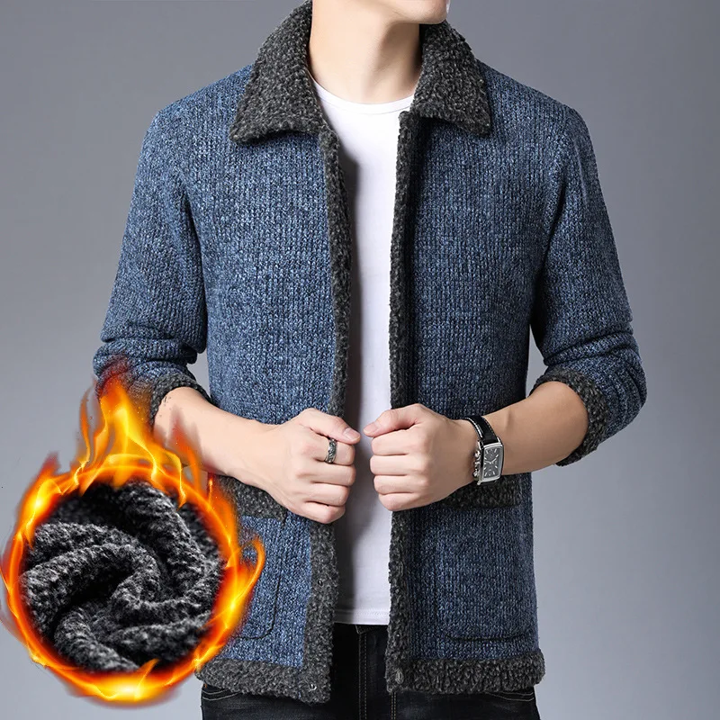 

TANGNEST Autumn & Winter Warm Jackets 2020 Fur Inside Thick Sweatercoat Size 3XL Men's Casual Sweaters Fleece Cardigans MZM809