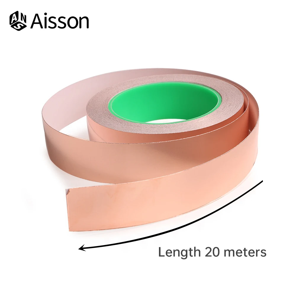 RUBAN ADHESIF ELECTRICITE,20mmRuban adhésif en cuivre conducteur Double face, 20 mètres