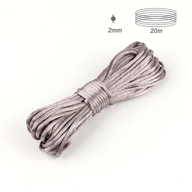 TYRY.HU 80 meter Baby Chewable Necklace Accessories 1.5mm Satin Silk Nylon Cord for Silicone Teething Pacifier Chain DIY Tools 20m grey 2mm