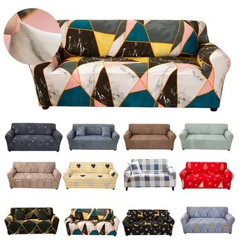 

1/2/3/4-seater Printed Sofa Cover Stretch Polyester Slipcover Four Season Furniture Protector Washable Furniture Slipcovers