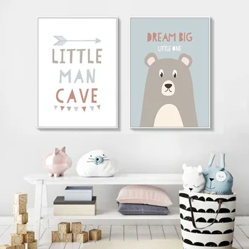 

Cartoon Arrow Dream Letters Little Bear Nursery Canvas Painting Wall Art Posters and Prints Pictures for Kids Room Home Decor