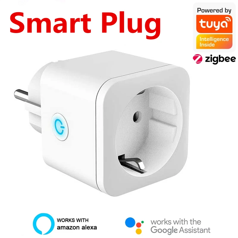 Enchufe inteligente WiFi/EU 16A Zigbee enchufe, Monitor de potencia, función de sincronización, Control por aplicación Tuya SmartLife, funciona con asistente de Google Alexa