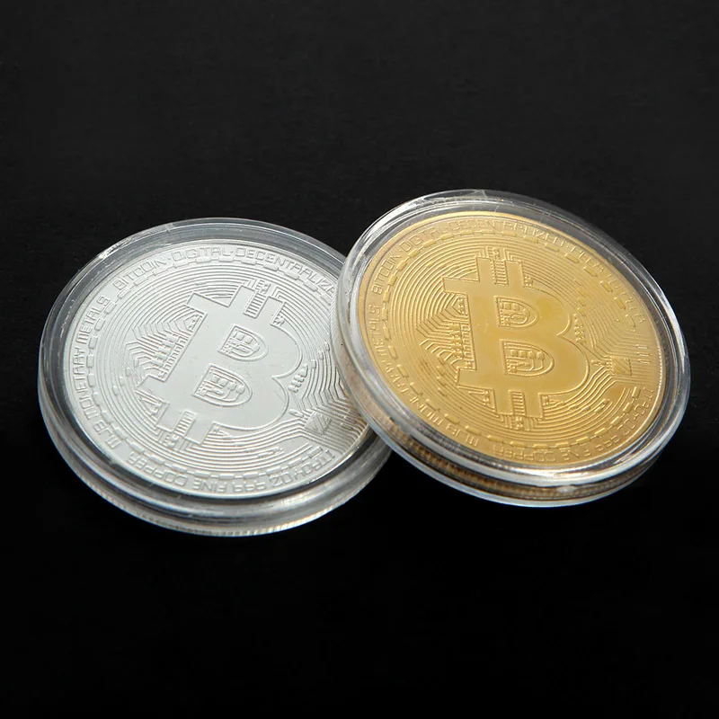 Позолоченные физическая bitcoin бит монеты BTC с Чехол подарок металла античная имитация художественных невалютных Коллекционные вещи сувенирная монета