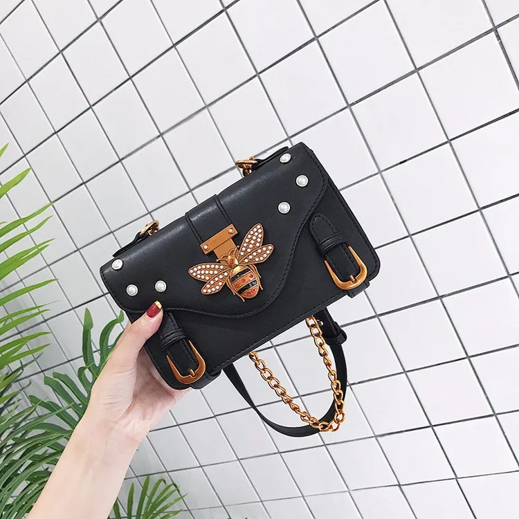 

2020 Fashion Summer New Style Korean-style Retro Fashion Lock Bag Women's bai da xiao Square Bag Chain Shoulder Bag Shoulder Bag
