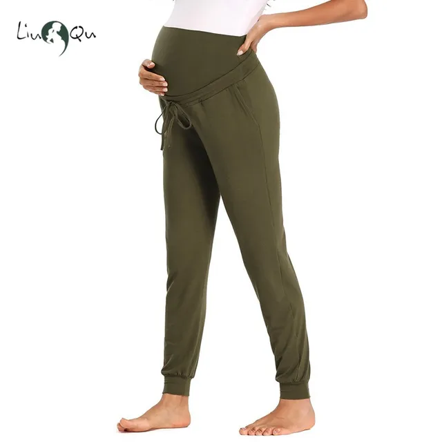 Women Maternity Active Pants Drawstring Yoga Jogger Workout Pregnancy Sportwear Sweatpants With Pockets Pregnant Clothes