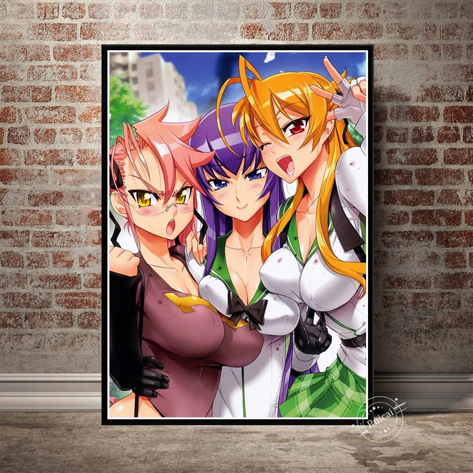  Campus Hunting Anime Highschool of The Dead Anime Girls Room  Decoration Posters (10) Canvas Wall Art Prints for Wall Decor Room Decor  Bedroom Decor Gifts 16x20inch(40x51cm) Frame-style: Posters & Prints