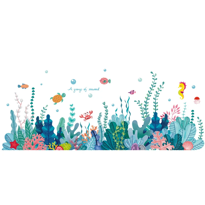 [SHIJUEHEZI] морские водоросли, настенные наклейки, сделай сам, рыба, вода, растения, настенные наклейки для детской комнаты, детская спальня, украшение для детской комнаты