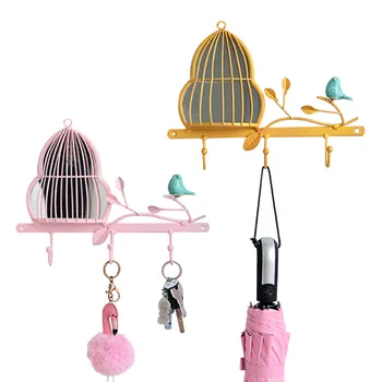 

Nordic Ins Multicolor Birdcage Shaped Mirror With Hook Bird Hook Children'S Room Wall Decoration Hanging Artwork Home Decoration